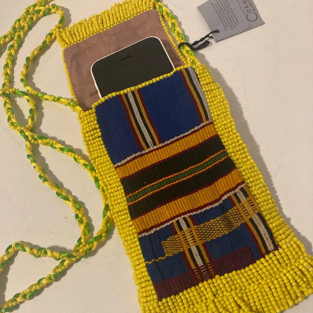 Handy Beaded Crossbody Phone Bag. Made in South Africa.